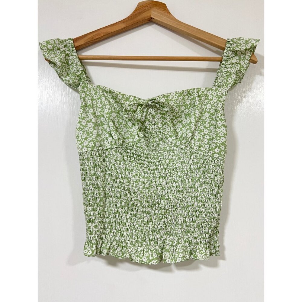 Petite Studio NYC Claire Top Mint Green Floral Size XS